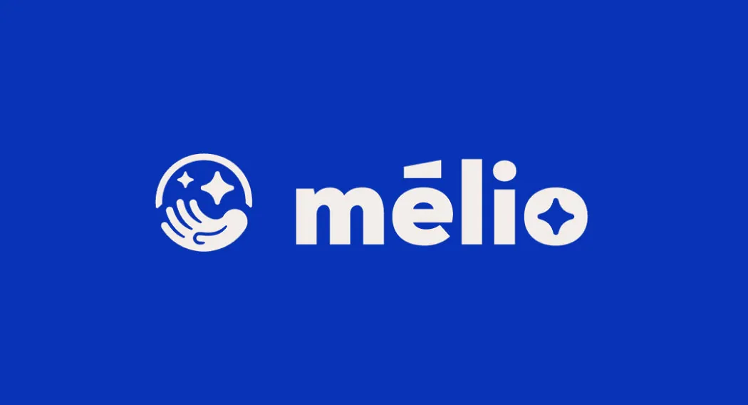 Logo de Mélio sur un fond bleu